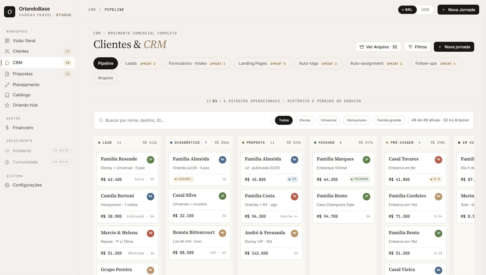 SaaS — CRM pipeline kanban